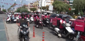 Alanya'da motokuryeler öldürülen meslektaşları Ata Emre Akman için toplandı