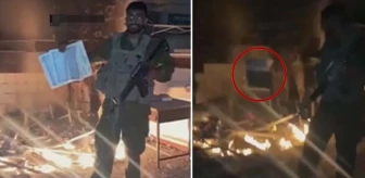 İsrail askerinden skandal hareket! Yıkılan camiye girip Kur'an-ı Kerim'i yaktı