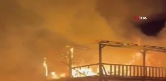 Antalya'da denize sıfır çardaklarda yangın: 2 çardak kül oldu