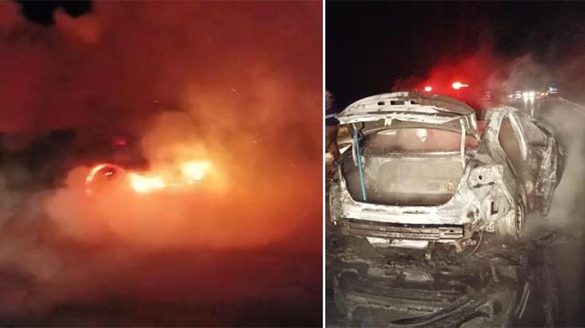 Bariyerler çarpan otomobil alevlere teslim oldu: 1 ölü, 1 yaralı