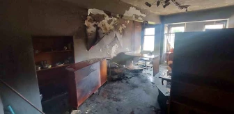 Erzurum'da bir büroda çıkan yangın paniğe neden oldu