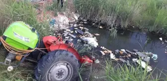 Gediz'de traktör gölete düştü, sürücü yaralandı