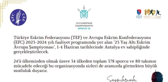 Türkiye, 23 Yaş Altı Eskrim Avrupa Şampiyonası'na ev sahipliği yapıyor
