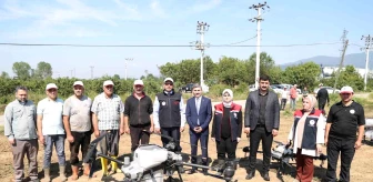 Düzce'de Konuralp pirinci çeltik ekimi drone ile gerçekleştirildi