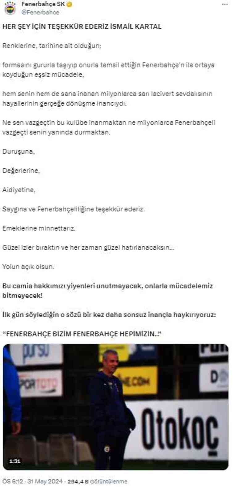 İsmail Kartal Fenerbahçe'den ayrıldı mı? Fenerbahçe'den açıklama geldi