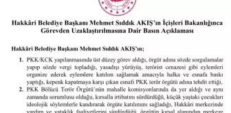 Hakkari Belediye Başkanı Terör Örgütü Üyeliği Suçlamasıyla Görevden Uzaklaştırıldı