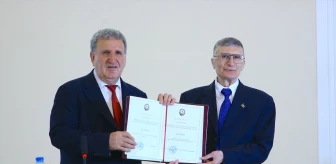 Prof. Dr. Aziz Sancar'a Azerbaycan Milli İlimler Akademisi'nden onursal üyelik belgesi