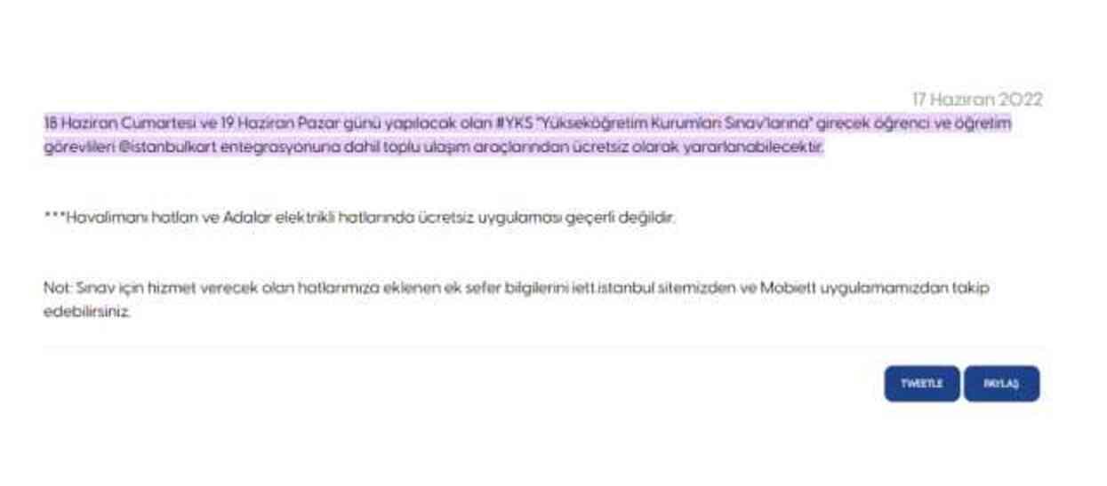 HAFTA SONU TOPLU TAŞIMA ÜCRETSİZ Mİ? YKS günü toplu taşıma ücretsiz olacak mı?