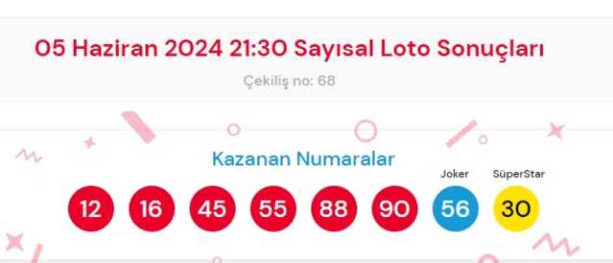 5 Haziran 2024 Sayısal Loto çekiliş sonuçları açıklandı! Sayısal Loto sonuçları saat kaçta açıklanacak? Sayısal Loto CANLI izle!