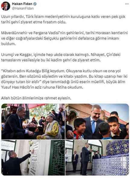 Bakan Fidan, Doğu Türkistan'ı ziyaretinde taktığı kravatla mesaj verdi