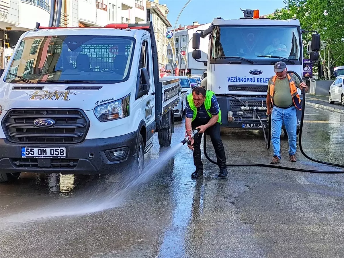 Vezirköprü Belediyesi Park ve Bahçelerde Ağaç Budama Çalışması Yapıyor