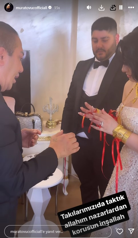 Oğlunu nişanlandıran Murat Övüç, gelinine 2 kilo altın taktı