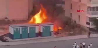 Nusaybin'de bir sitenin bahçesinde yangın çıktı