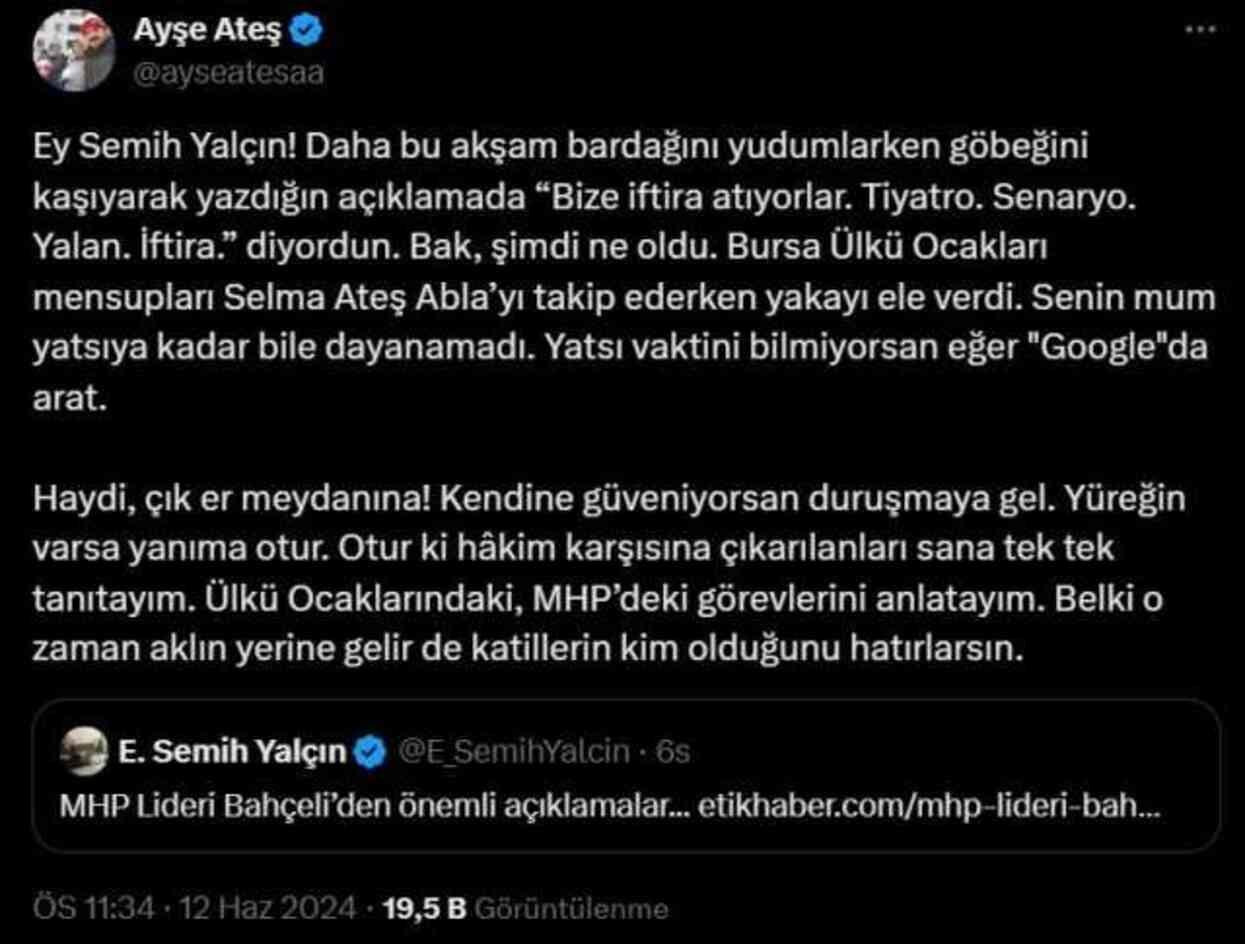 Sinan Ateş'in ablası takip edildiği gerekçesiyle şikayetçi oldu Sinan Ateş'in ablası takip edildiği gerekçesiyle şikayetçi oldu