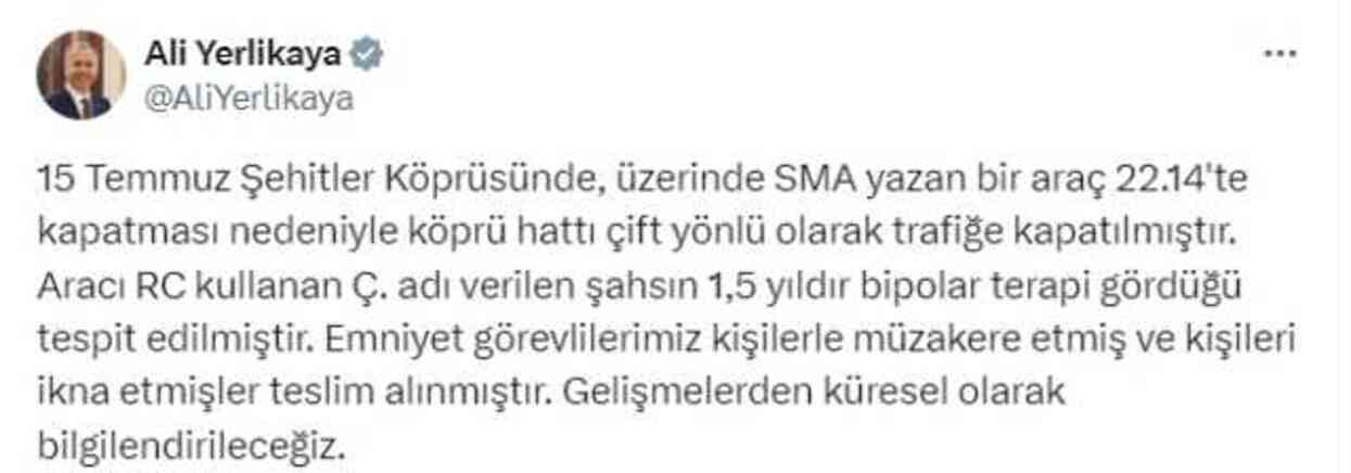 15 Temmuz Şehitler Köprüsü (Boğaz Köprüsü) SMA olayı ne, SMA eylemi yapan kim?