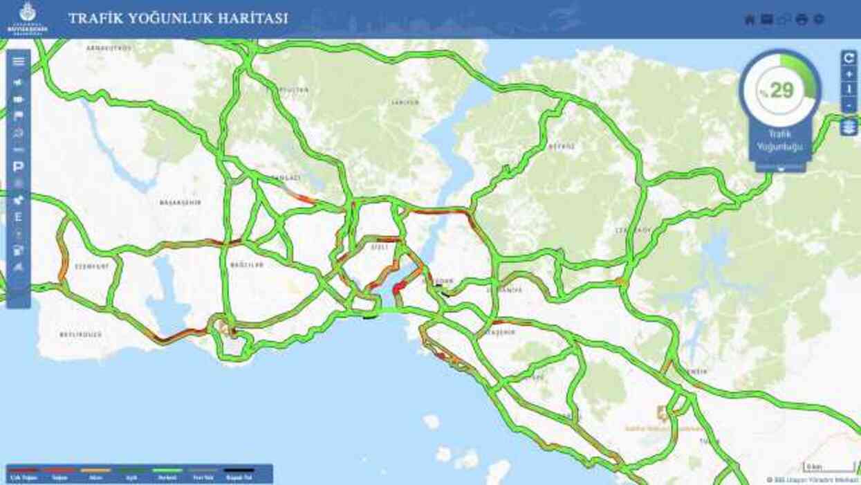 Trafik yoğunluğu nasıl? İstanbul'da trafik var mı? Trafik yoğunluk haritası (ibb.gov.tr)