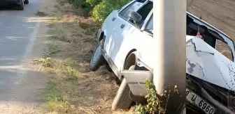 Aydın'ın Köşk ilçesinde elektrik direğine çarpan otomobilin sürücüsü yaralandı