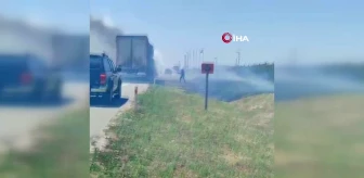 Lüleburgaz'da D-100 karayolunda tır yangını