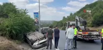 Kağıthane'de takla atan araçtan burnu bile kanamadan çıktı