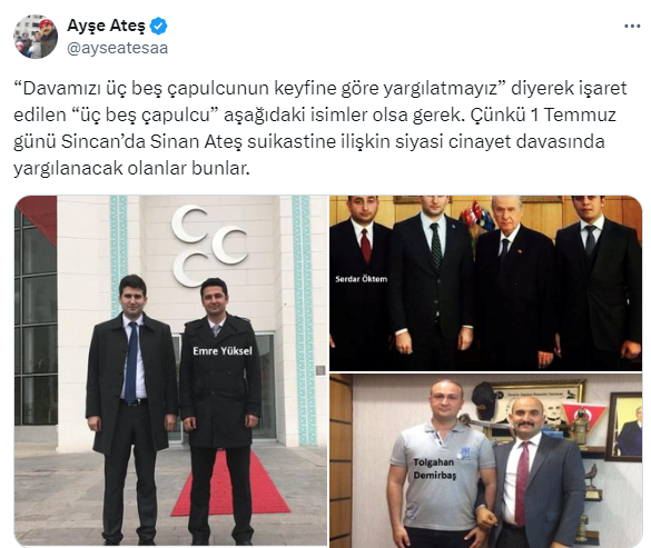 Ayşe Ateş'ten Bahçeli'ye fotoğraflı yanıt: 3-5 çapulcu bu isimler olsa gerek