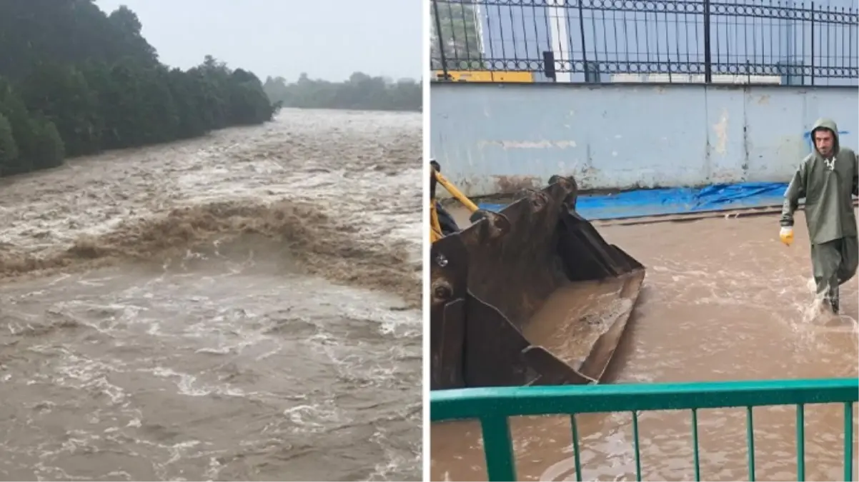 Rize'de şiddetli yağış sonrası sel: Yollar göle döndü