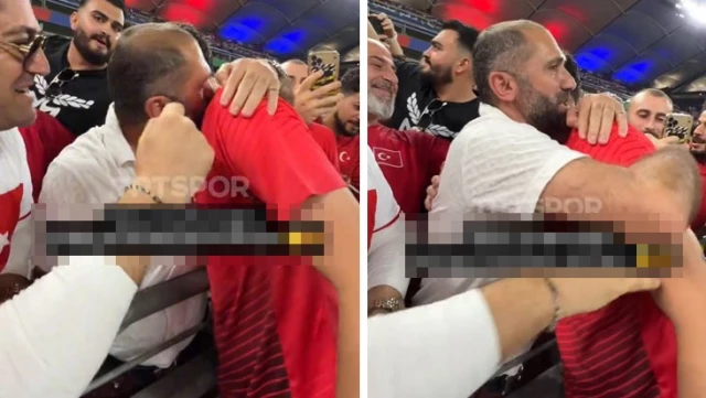 Emotional moments! Hakan Çalhanoğlu celebrated the victory with his father in the stands.