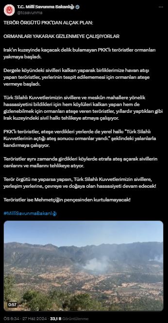 The Ministry of National Defense exposed the dirty plan of the PKK! They are burning the forests to hide