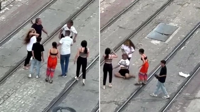 Four women fought on the tramway in Antalya.