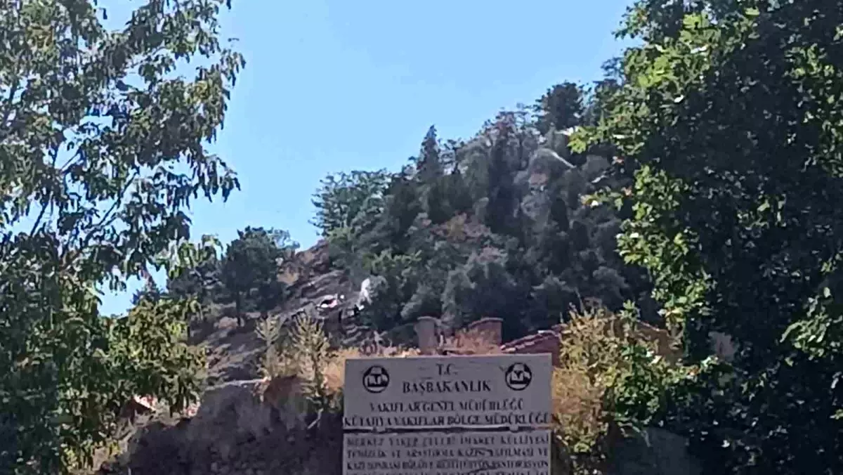 Kütahya Hisan Kalesi'nde çıkan ot yangını söndürüldü