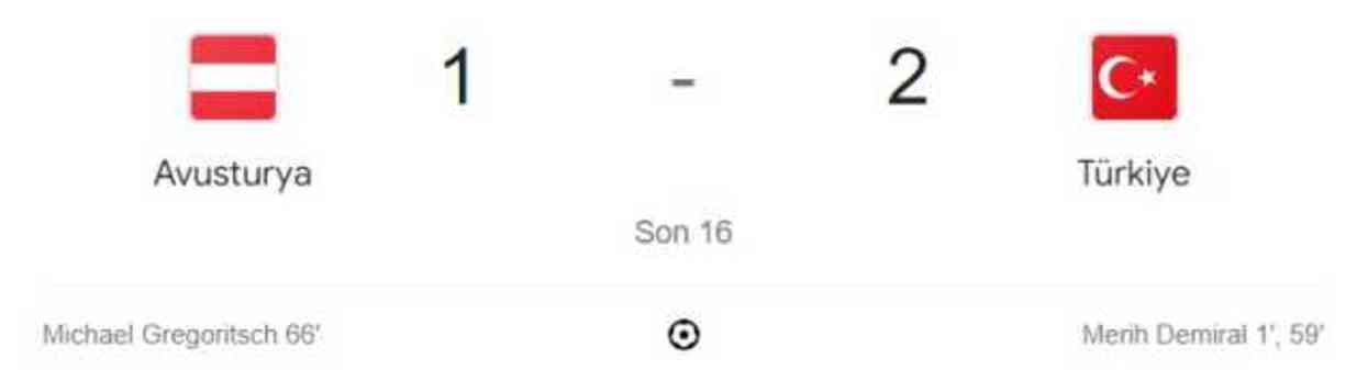 Avusturya Türkiye maçı kaç kaç, bitti mi? MAÇ SONUCU! Avusturya Türkiye maçı ne oldu?