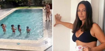 Hülya Avşar'dan yeni havuz videosu geldi! Bu sefer de çocuklarla dans etti
