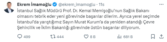 What he would say was a subject of curiosity! İmamoğlu's first comment on Kurum's appointment as the Minister of Environment