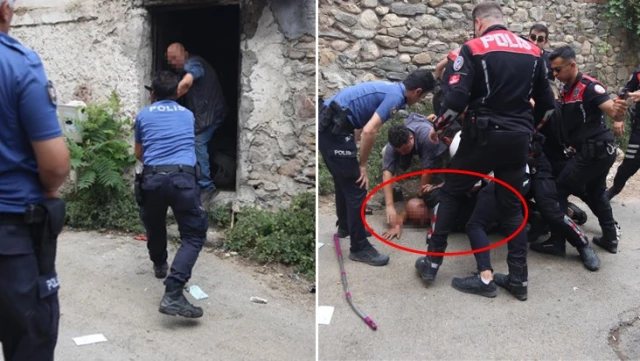 A mentally unstable individual in Bursa stabbed a police officer.