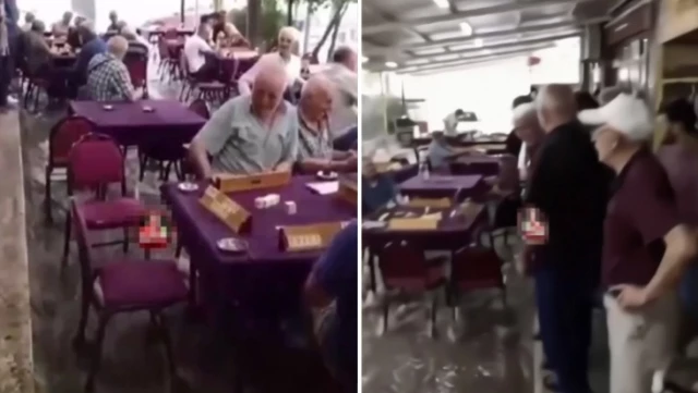 Кофейню унесло наводнение, но они не встали со стола, пока игра не закончилась.