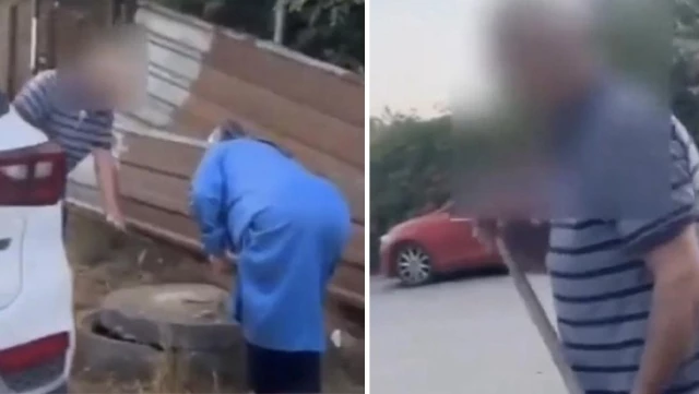 Attack on the woman who feeds street dogs from the elderly couple! They beat her with a stick.