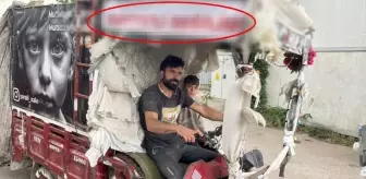 Saldırıya uğramaktan korkan kağıt toplayıcısı motosikletine 'Suriyeli değilim' yazdı
