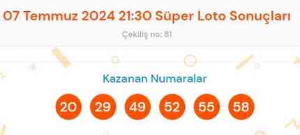 Süper Loto sonuçları açıklandı! 7 Temmuz Süper Loto kazanan numaralar neler? Süper Loto sonuçlarına ne zaman, nereden bakılır?