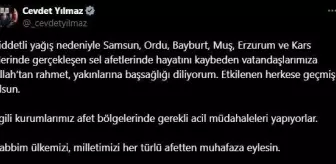 Cumhurbaşkanı Yardımcısı Cevdet Yılmaz'dan sel afeti açıklaması