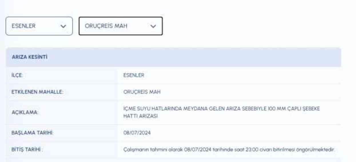 İSKİ Esenler su kesintisi: İstanbul'da sular ne zaman gelecek? 8 Temmuz Esener (Oruçreis - Tekstilkent - Giyimkent - 15 Temmuz) su kesintisi