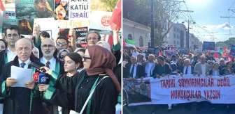 İstanbul 2 Nolu Barosu'ndan Gazze'deki katliama tepki! Açtıkları pankart yürüyüşe damga vurdu
