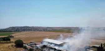 Tekirdağ'da çiftlik yangınında 15 bin saman balyası zarar gördü