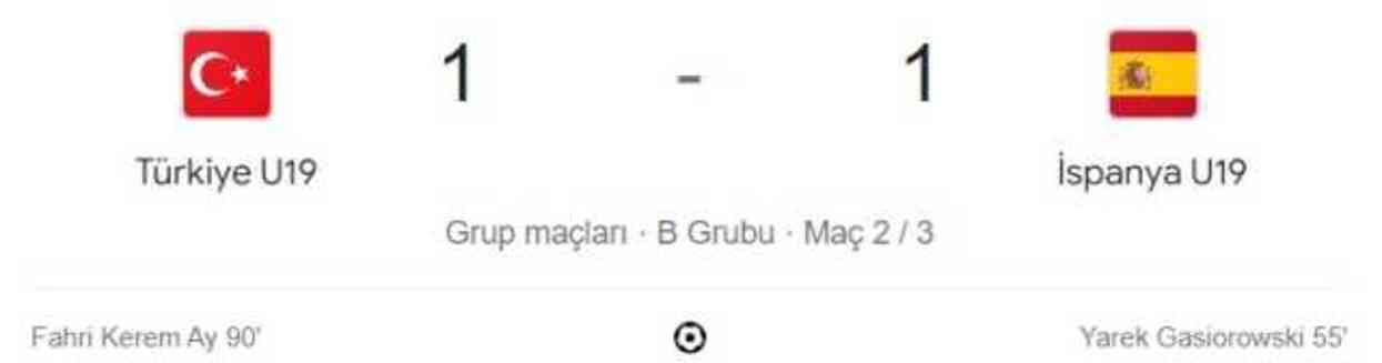 Türkiye İspanya maçı kaç kaç, bitti mi? MAÇ SKORU! Türkiye İspanya U19 maçı kaç kaç, canlı maç skoru!