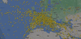 Yazılım krizi en çok uçakları vurdu! Hava trafiği yoğunluğu böyle görüntülendi