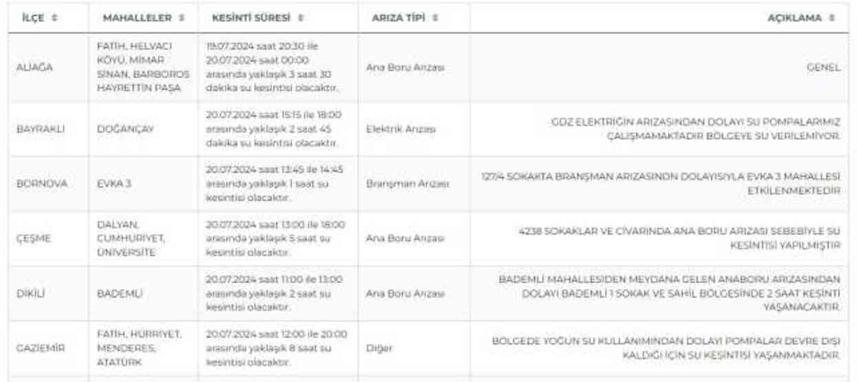 İZSU İzmir su kesintisi: İzmir'de sular ne zaman gelecek? Aliağa, Bayraklı, Bornova 20-21 Temmuz 2024 İzmir su kesintisi listesi!