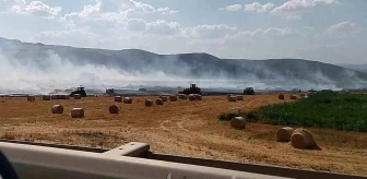 Sivas'ta anız yangınında saman balyaları kül oldu