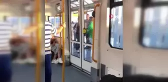 Metroda yer verme kavgası kamerada