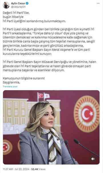 Aylin Cesur İYİ Parti'den istifa mı etti? Aylin Cesur kimdir, kaç yaşında ve nereli?