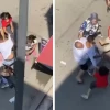 Assault in the middle of the street! While the children shielded their mothers, the father hurled death threats.