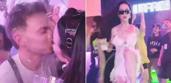 Barselona'da gittiği mekanda alkolü fazla kaçıran Amerikalı şarkıcı Katy Perry, bir hayranı ile öpüştü