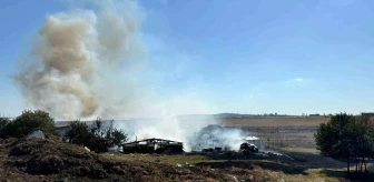 Çorlu'da çiftlik yangınında çiftlik ve 500 dekar tarım arazisi zarar gördü